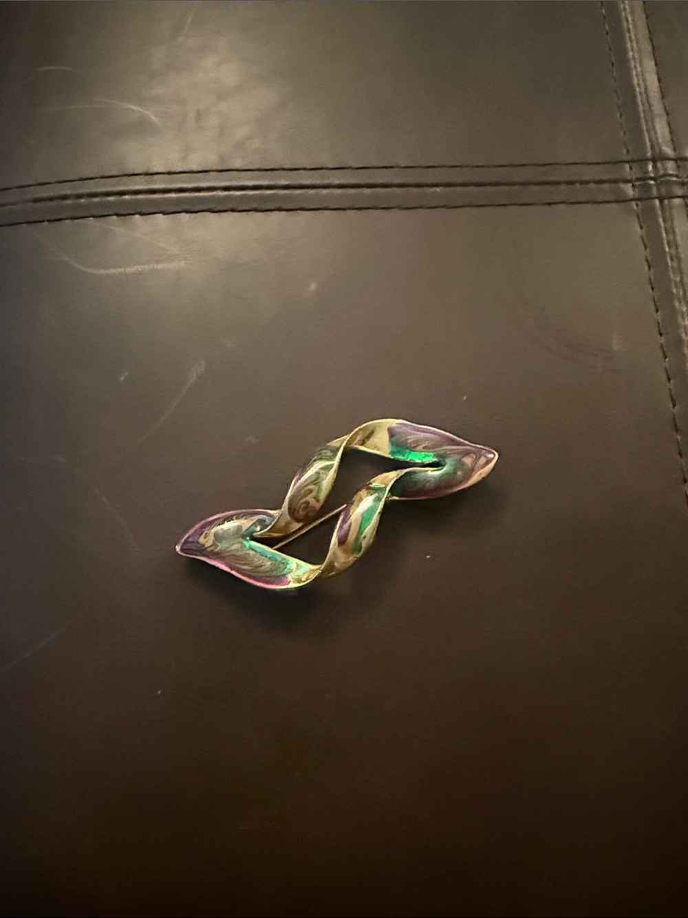 Iridescent Multicolor Swirl Link Brooch - Women Jewelry